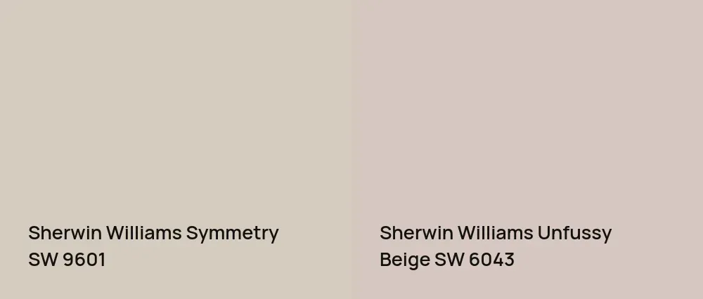 Sherwin Williams Symmetry SW 9601 vs Sherwin Williams Unfussy Beige SW 6043
