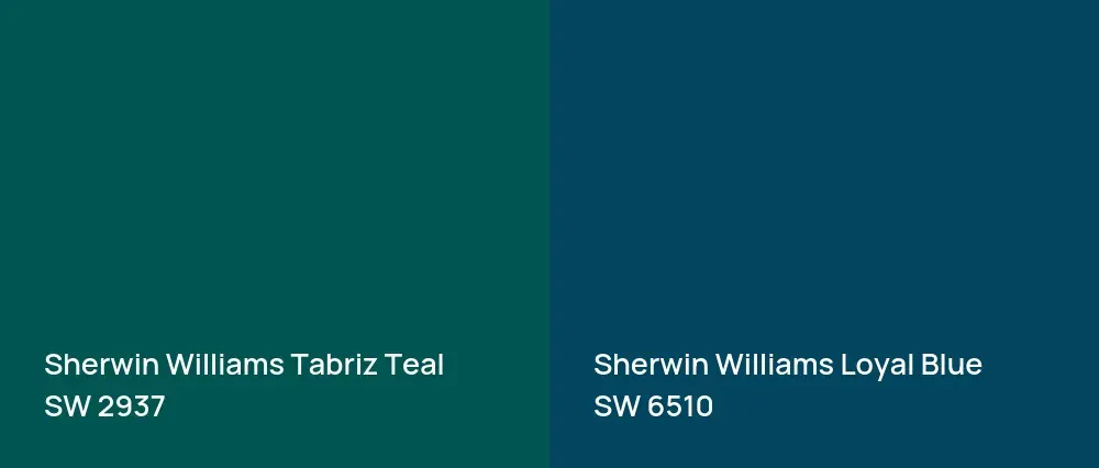 Sherwin Williams Tabriz Teal SW 2937 vs Sherwin Williams Loyal Blue SW 6510