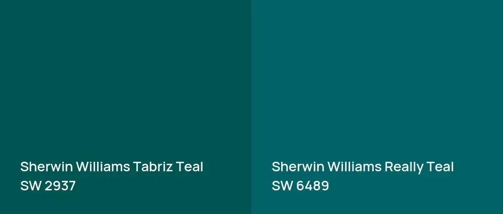 Sherwin Williams Tabriz Teal SW 2937 vs Sherwin Williams Really Teal SW 6489