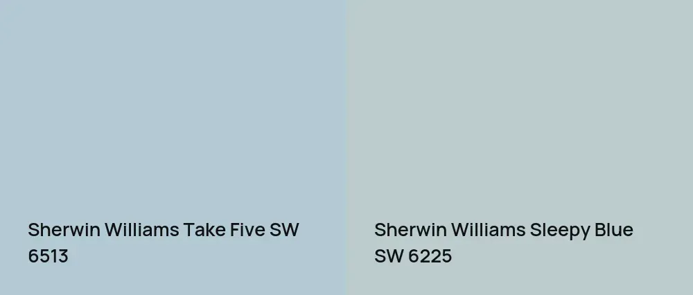 Sherwin Williams Take Five SW 6513 vs Sherwin Williams Sleepy Blue SW 6225