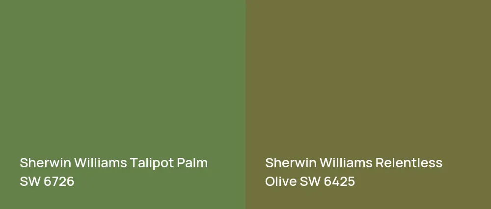 Sherwin Williams Talipot Palm SW 6726 vs Sherwin Williams Relentless Olive SW 6425