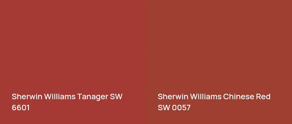 Sherwin Williams Tanager SW 6601 vs Sherwin Williams Chinese Red SW 0057
