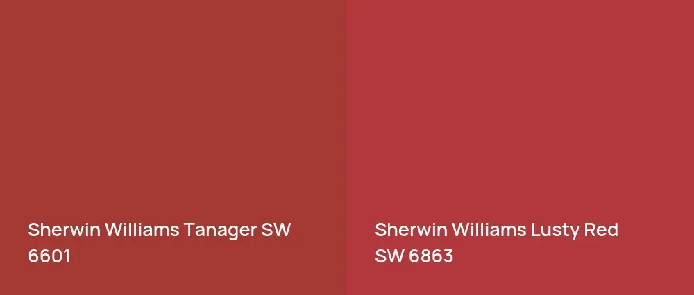 Sherwin Williams Tanager SW 6601 vs Sherwin Williams Lusty Red SW 6863