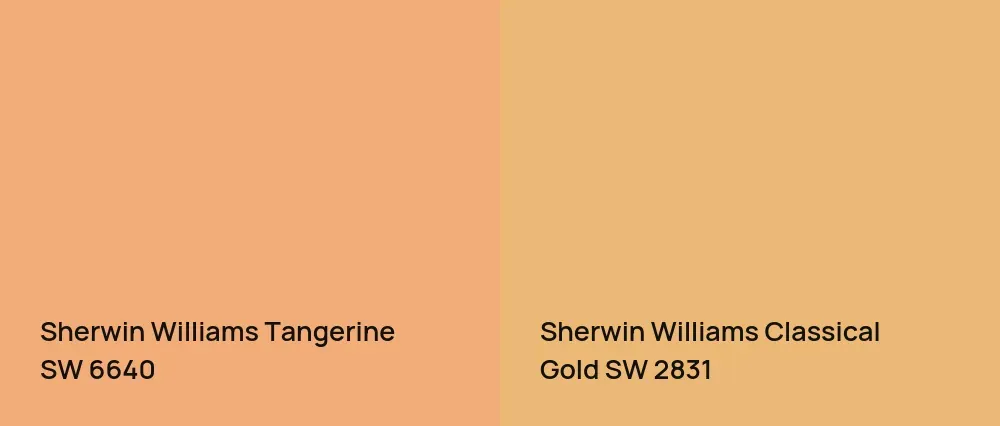 Sherwin Williams Tangerine SW 6640 vs Sherwin Williams Classical Gold SW 2831
