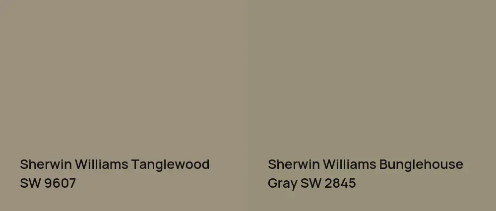 Sherwin Williams Tanglewood SW 9607 vs Sherwin Williams Bunglehouse Gray SW 2845