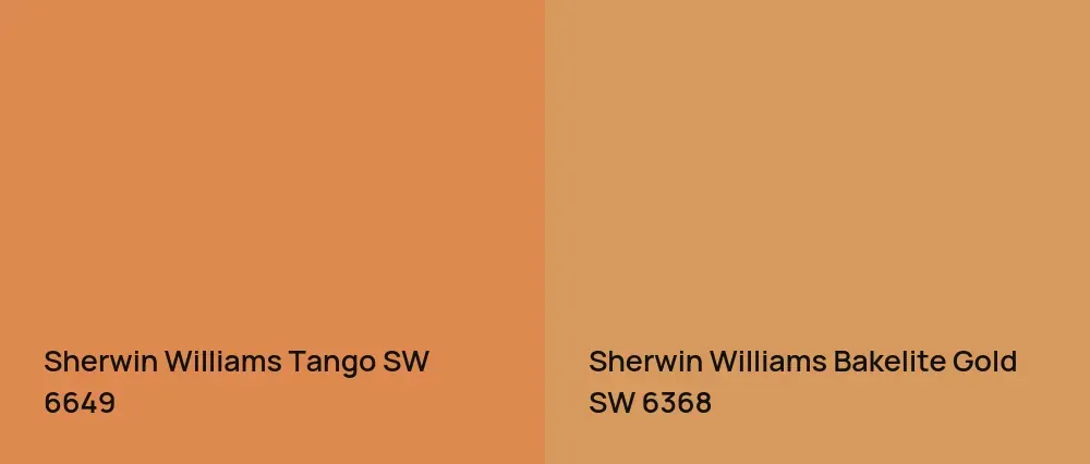 Sherwin Williams Tango SW 6649 vs Sherwin Williams Bakelite Gold SW 6368