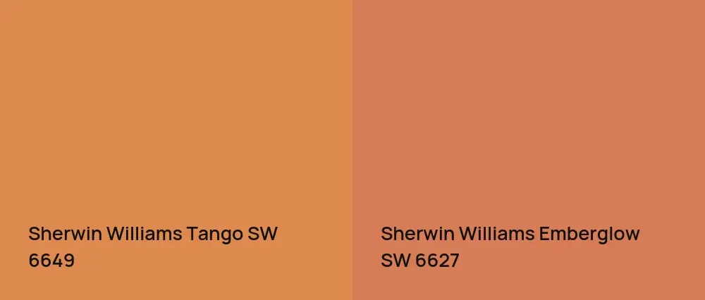 Sherwin Williams Tango SW 6649 vs Sherwin Williams Emberglow SW 6627
