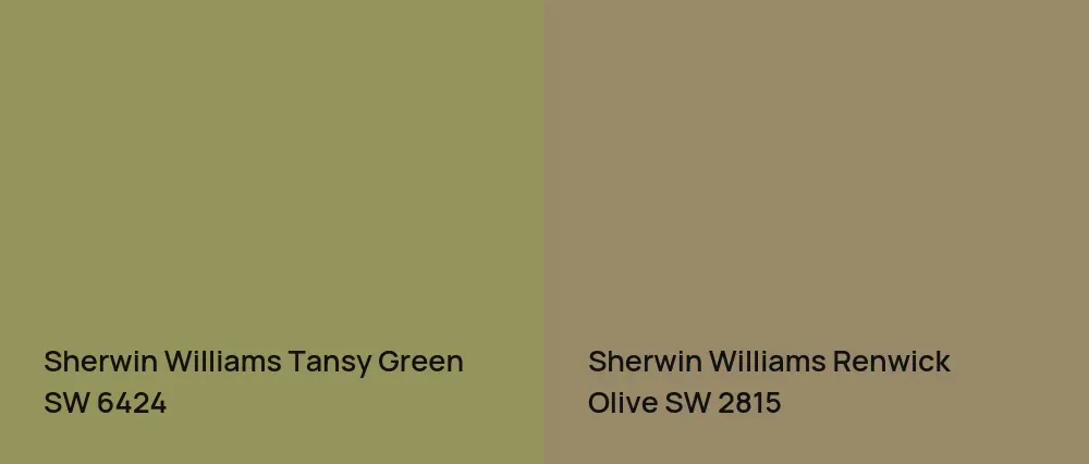 Sherwin Williams Tansy Green SW 6424 vs Sherwin Williams Renwick Olive SW 2815