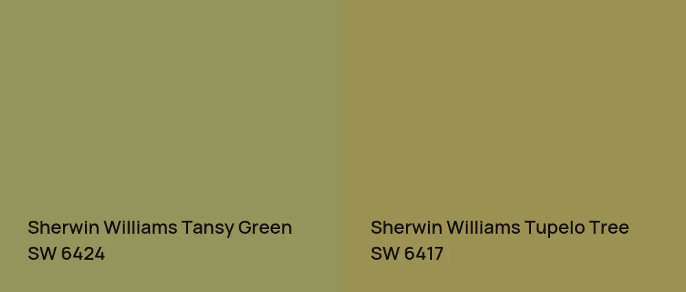 Sherwin Williams Tansy Green SW 6424 vs Sherwin Williams Tupelo Tree SW 6417