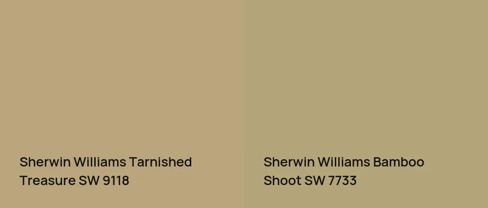 Sherwin Williams Tarnished Treasure SW 9118 vs Sherwin Williams Bamboo Shoot SW 7733