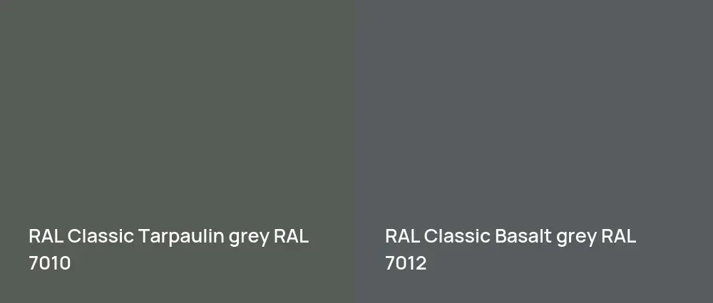 RAL Classic  Tarpaulin grey RAL 7010 vs RAL Classic  Basalt grey RAL 7012