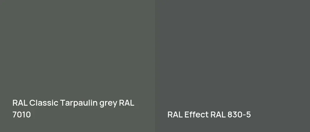 RAL Classic  Tarpaulin grey RAL 7010 vs RAL Effect  RAL 830-5