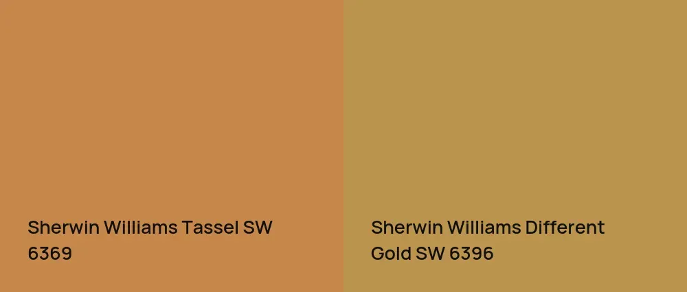 Sherwin Williams Tassel SW 6369 vs Sherwin Williams Different Gold SW 6396