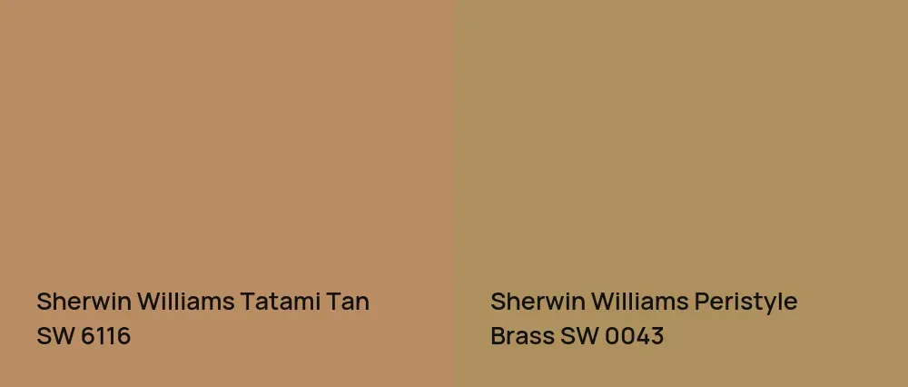 Sherwin Williams Tatami Tan SW 6116 vs Sherwin Williams Peristyle Brass SW 0043