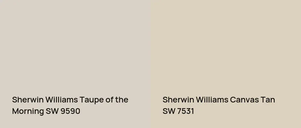 Sherwin Williams Taupe of the Morning SW 9590 vs Sherwin Williams Canvas Tan SW 7531