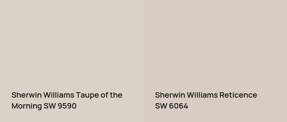 Sherwin Williams Taupe of the Morning SW 9590 vs Sherwin Williams Reticence SW 6064