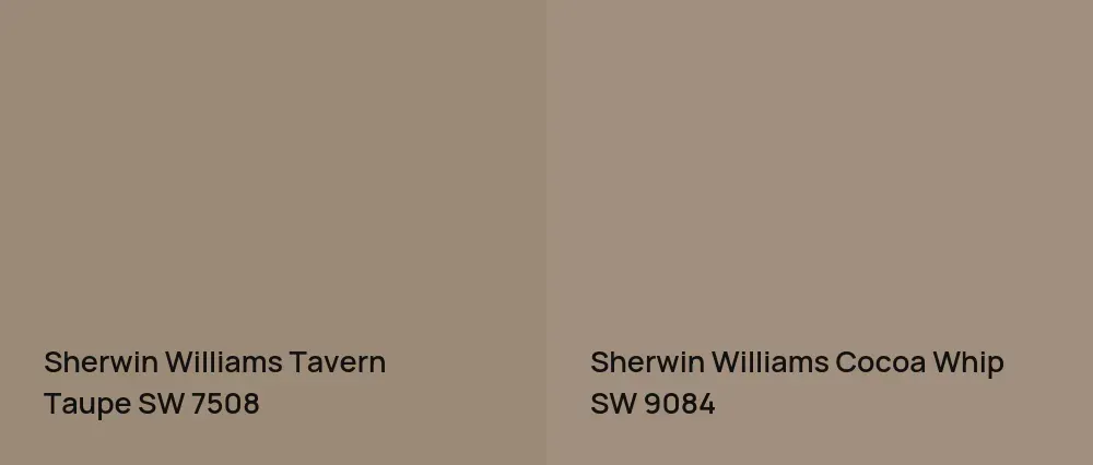 Sherwin Williams Tavern Taupe SW 7508 vs Sherwin Williams Cocoa Whip SW 9084