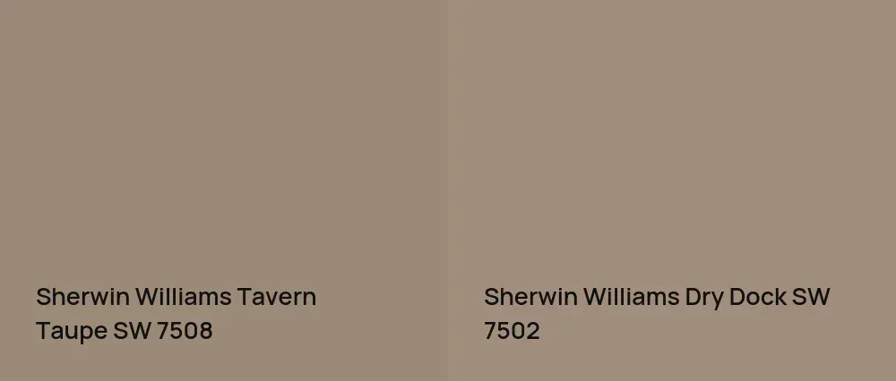 Sherwin Williams Tavern Taupe SW 7508 vs Sherwin Williams Dry Dock SW 7502