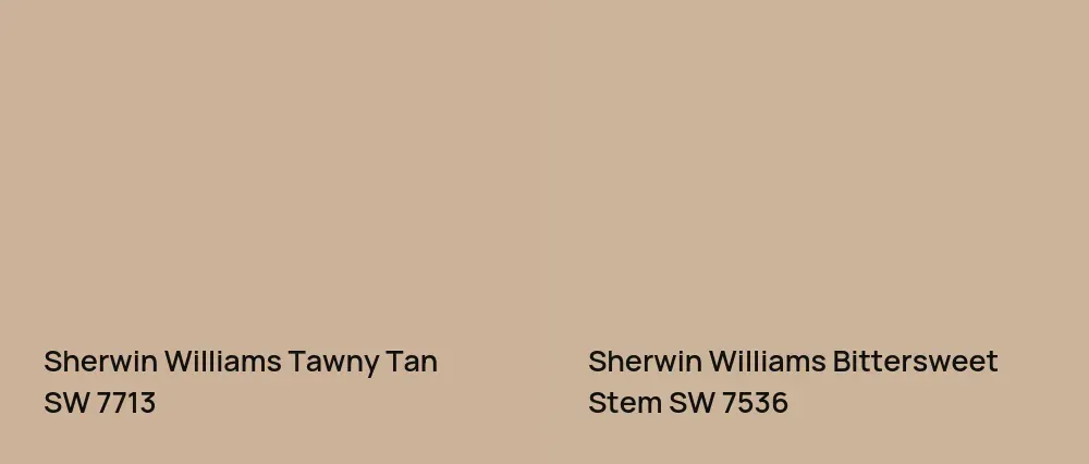 Sherwin Williams Tawny Tan SW 7713 vs Sherwin Williams Bittersweet Stem SW 7536
