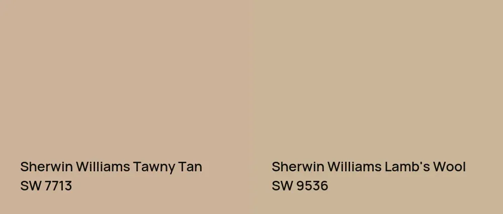 Sherwin Williams Tawny Tan SW 7713 vs Sherwin Williams Lamb's Wool SW 9536