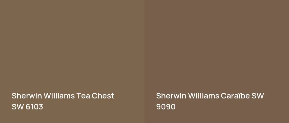 Sherwin Williams Tea Chest SW 6103 vs Sherwin Williams Caraïbe SW 9090