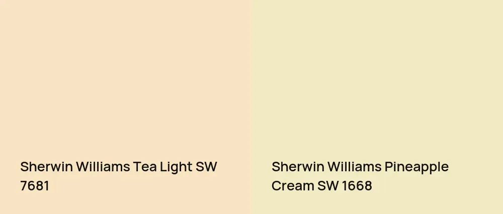 Sherwin Williams Tea Light SW 7681 vs Sherwin Williams Pineapple Cream SW 1668
