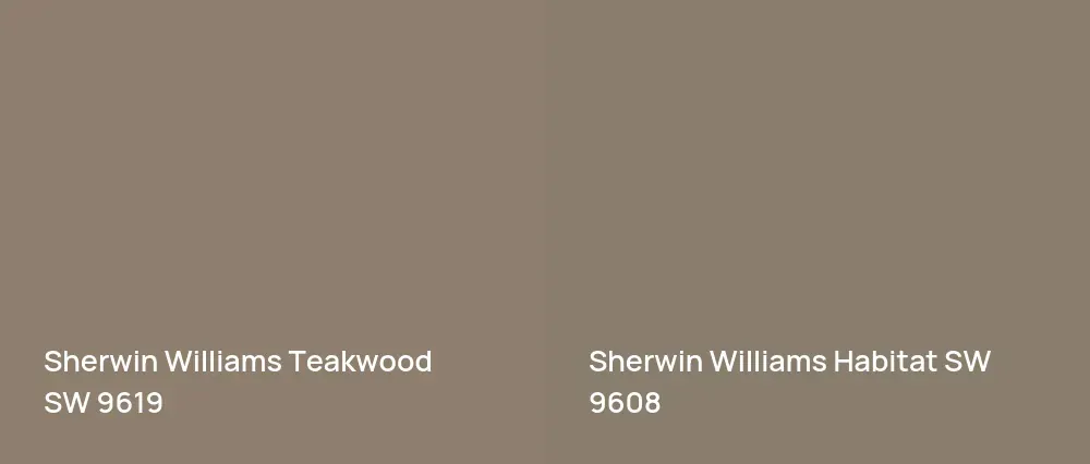 Sherwin Williams Teakwood SW 9619 vs Sherwin Williams Habitat SW 9608