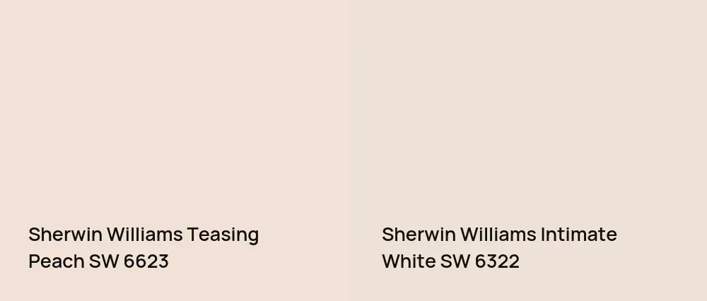 Sherwin Williams Teasing Peach SW 6623 vs Sherwin Williams Intimate White SW 6322