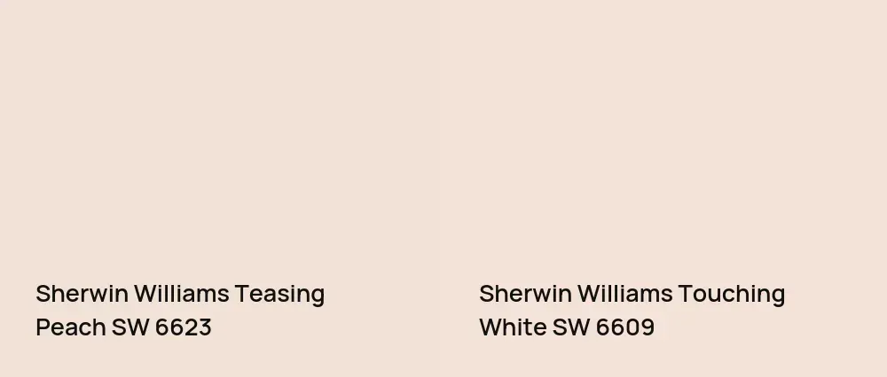 Sherwin Williams Teasing Peach SW 6623 vs Sherwin Williams Touching White SW 6609