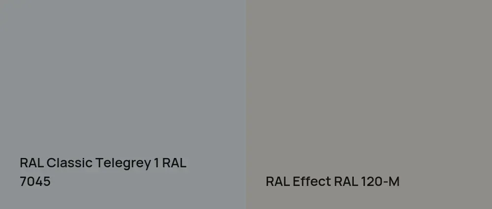 RAL Classic  Telegrey 1 RAL 7045 vs RAL Effect  RAL 120-M