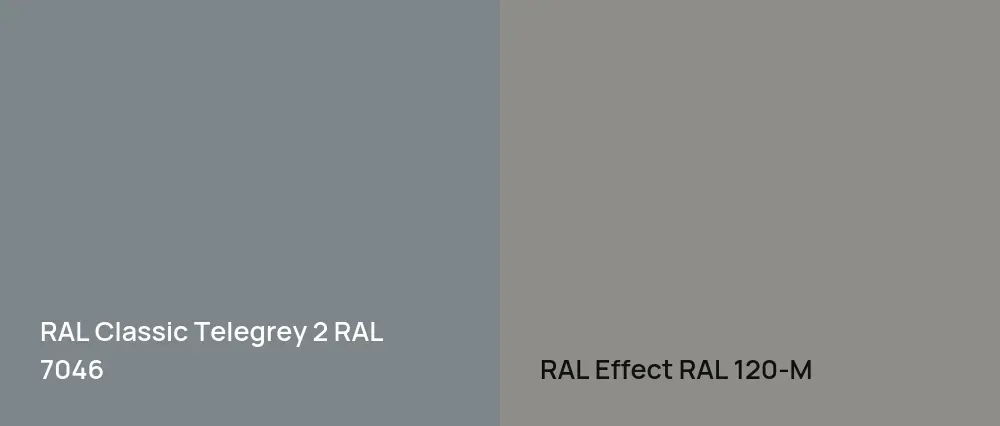 RAL Classic  Telegrey 2 RAL 7046 vs RAL Effect  RAL 120-M