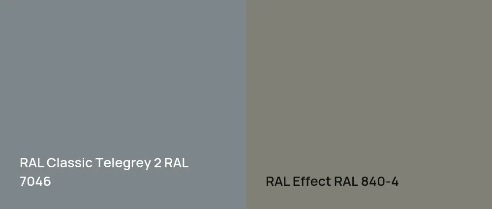 RAL Classic  Telegrey 2 RAL 7046 vs RAL Effect  RAL 840-4