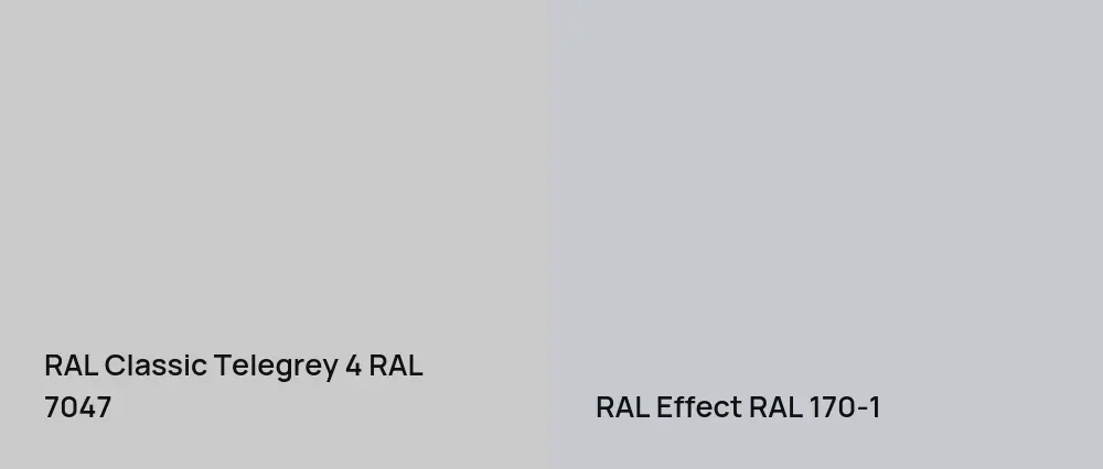 RAL Classic Telegrey 4 RAL 7047 vs RAL Effect  RAL 170-1