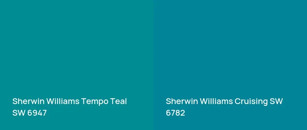 Sherwin Williams Tempo Teal SW 6947 vs Sherwin Williams Cruising SW 6782