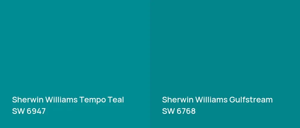 Sherwin Williams Tempo Teal SW 6947 vs Sherwin Williams Gulfstream SW 6768