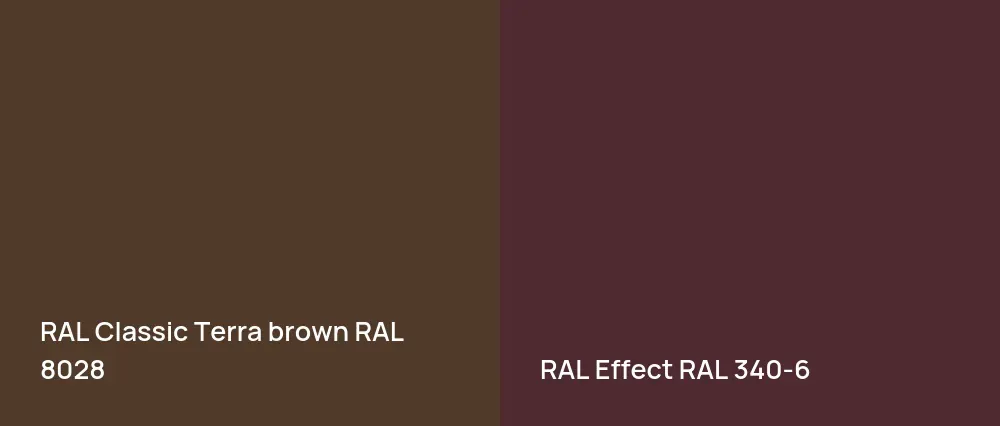 RAL Classic  Terra brown RAL 8028 vs RAL Effect  RAL 340-6