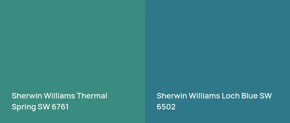 Sherwin Williams Thermal Spring SW 6761 vs Sherwin Williams Loch Blue SW 6502