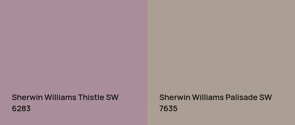 Sherwin Williams Thistle SW 6283 vs Sherwin Williams Palisade SW 7635