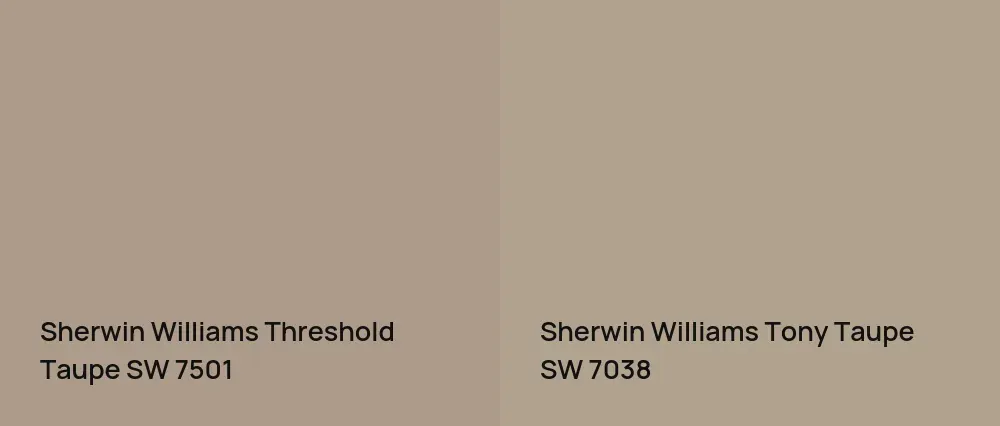 Sherwin Williams Threshold Taupe SW 7501 vs Sherwin Williams Tony Taupe SW 7038