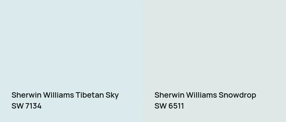 Sherwin Williams Tibetan Sky SW 7134 vs Sherwin Williams Snowdrop SW 6511