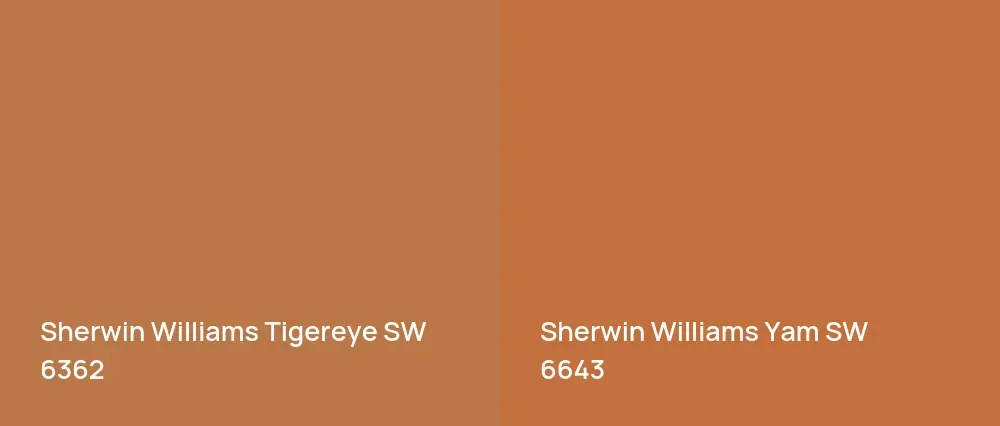 Sherwin Williams Tigereye SW 6362 vs Sherwin Williams Yam SW 6643