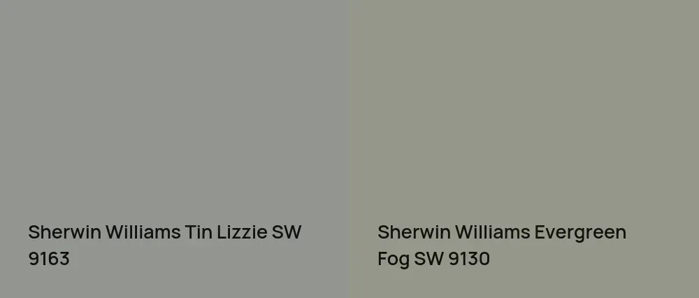 Sherwin Williams Tin Lizzie SW 9163 vs Sherwin Williams Evergreen Fog SW 9130