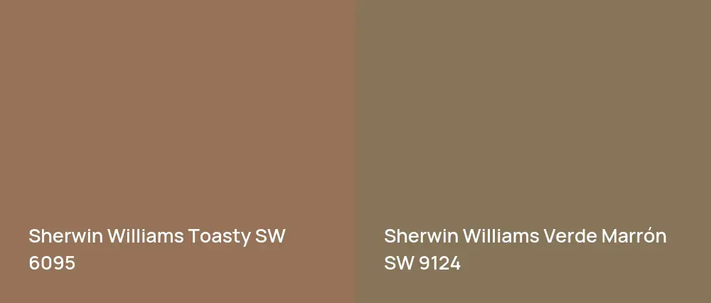 Sherwin Williams Toasty SW 6095 vs Sherwin Williams Verde Marrón SW 9124