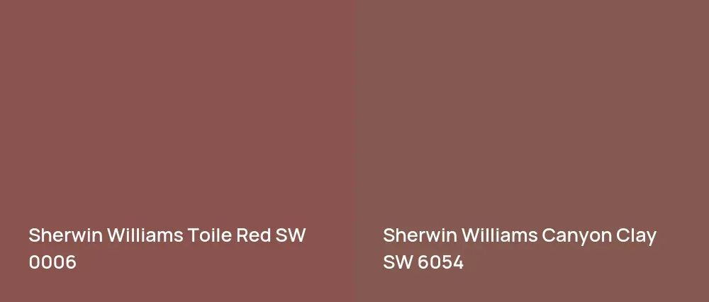Sherwin Williams Toile Red SW 0006 vs Sherwin Williams Canyon Clay SW 6054