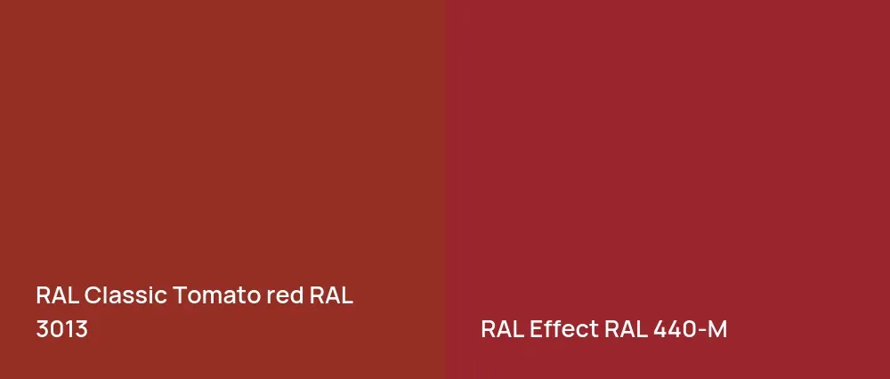 RAL Classic  Tomato red RAL 3013 vs RAL Effect  RAL 440-M