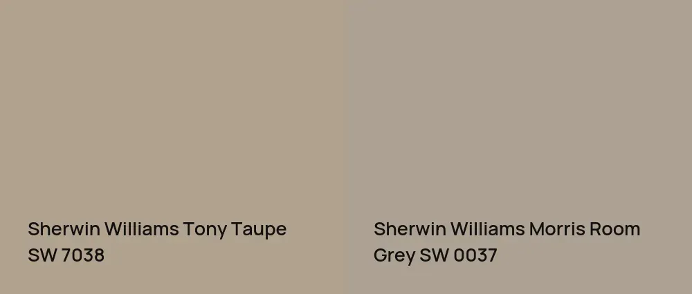Sherwin Williams Tony Taupe SW 7038 vs Sherwin Williams Morris Room Grey SW 0037