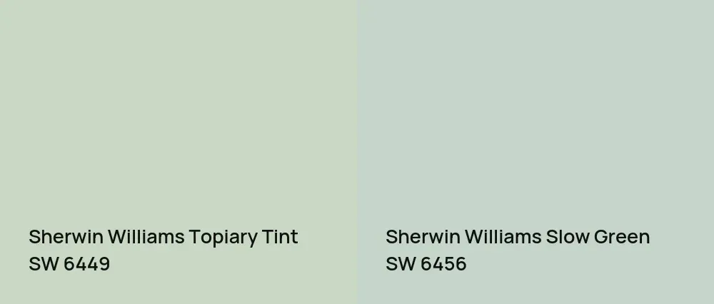 Sherwin Williams Topiary Tint SW 6449 vs Sherwin Williams Slow Green SW 6456