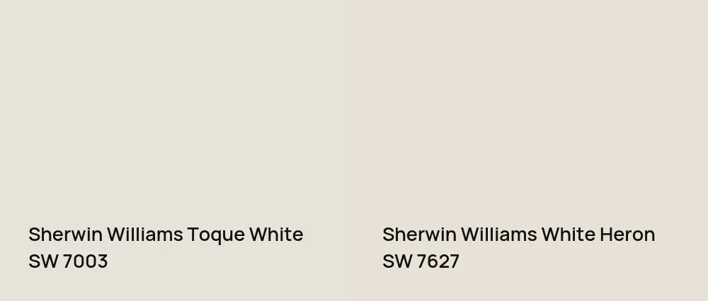 Sherwin Williams Toque White SW 7003 vs Sherwin Williams White Heron SW 7627