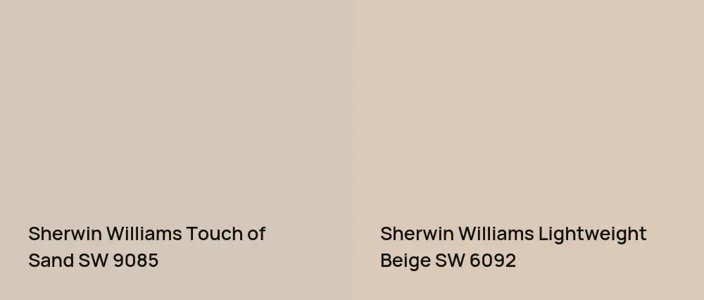 Sherwin Williams Touch of Sand SW 9085 vs Sherwin Williams Lightweight Beige SW 6092