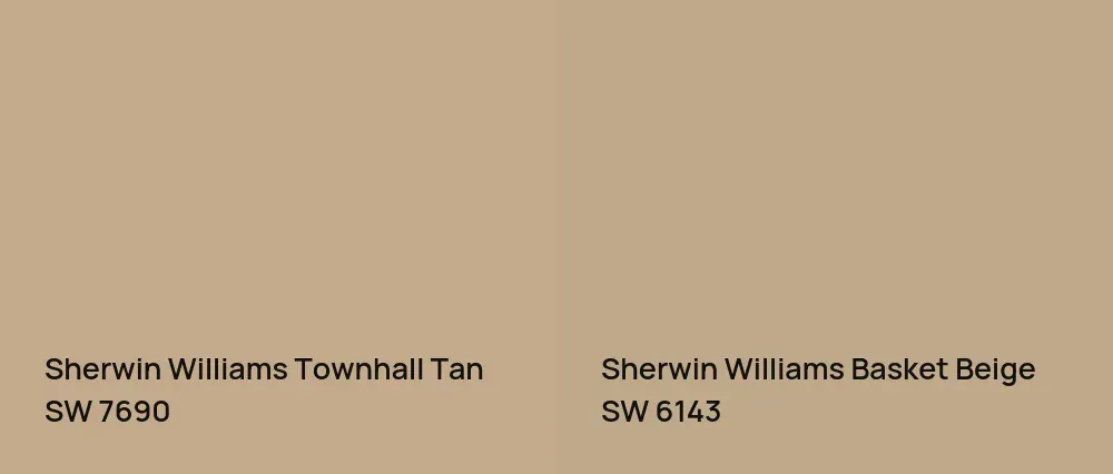 Sherwin Williams Townhall Tan SW 7690 vs Sherwin Williams Basket Beige SW 6143